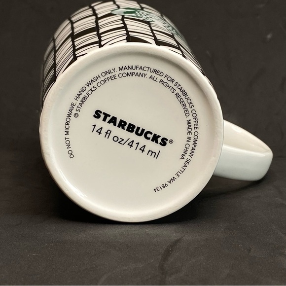 Starbucks Mug Siren Mermaid Logo Metallic White Black Gold 6" Latte Coffee 14oz - Picture 4 of 6